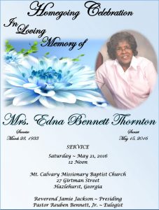 Edna Thornton Obituary Cover